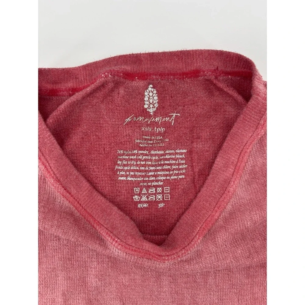 NWT Free People FP Movement Double Point Stretch Tee T Shirt XS/S Red $48